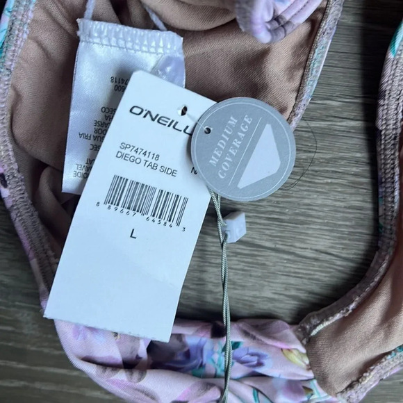 NEW O'Neill Pink Multi Diego Floral-Print Side-Knot Cheeky Bikini Bottom - Picture 3 of 4